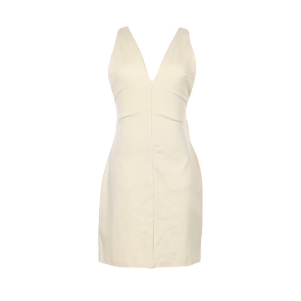 Amanda Uprichard Deep V Quiet Luxury Bodycon Midi Sleeveless HOCO Dress Size S